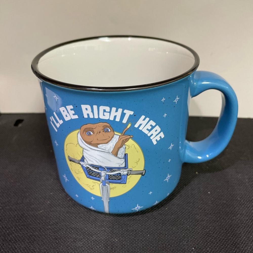 NWOT Universal Studios E.T. Mug with Blue Handle - "I'll Be Right Here" Design
